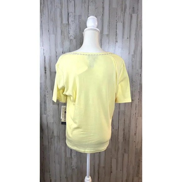 Vintage NWT Sag Harbor Sport Women's Large Yellow Short Sleeve Crew‎ Neck Top - Picture 7 of 8